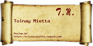 Tolnay Mietta névjegykártya